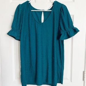 Reborn J | Teal Swiss Dot Maternity Top